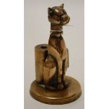 A small brass desk ornament in the form of a seated cat