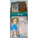 A collection of mixed childrens toys, dolls, and diecast vehicles to include a sledge,