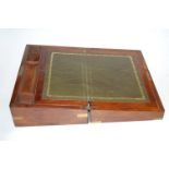 A Victorian rosewood and brass bound writing slope with fitted interior, w.