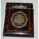 A Victorian tortoiseshell and silver inlaid visiting card case,