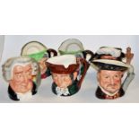 A collection of six Royal Doulton character jugs, to include; Old Charlie D5420, Henry VIII D6642,