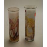 A near-pair of studio glass vases, with gilt decoration,