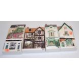 Four Hazel ceramic wall plaques, each depicting a shop, to include; Sign o' the Times pawnbroker,