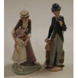 A Lladro porcelain figure of Charlie Chaplin in standing pose, printed mark verso and impressed B6D,