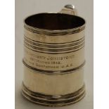 A Georgian style silver tankard, with engraved presentation inscription, 7.