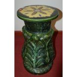 A ceramic jardiniere stand, having acanthus leaf decoration, h.