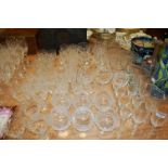 A large collection of cut and other glassware to include a set of six brandy balloons etc