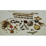 A small collection of costume jewellery, to include; gatelink bracelet,