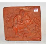 A Victorian terracotta wall plaque, relief decorated with St George & The Dragon,