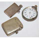 A late 19th century Continental silver cased ladies fob watch,