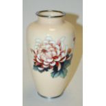 A modern Chinese cloisonné vase, of baluster form, on a cream ground with floral decoration, h.