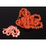 A beaded and knotted graduated coral single string necklace, 53cm,