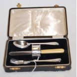 A cased silver three-piece christening set, maker Arthur Price & Co Ltd,
