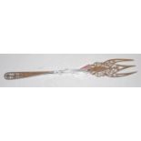 A late Victorian silver fish fork, having pierced decoration,