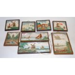 A collection of eight Delft tiles,