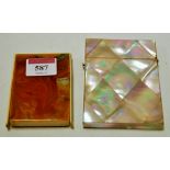 A Victorian mother of pearl visiting card case,