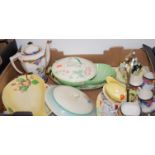 A box of miscellaneous china, to include; Carltonware leaf dishes,