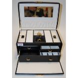 A modern leather clad jewellery box,