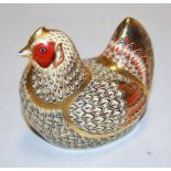 A Royal Crown Derby farmyard hen desk ornament,