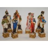 A set of seven Naple's porcelain military figures,
