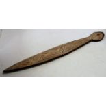 A Cook Islands ceremonial paddle, having carved decoration, 20th century,