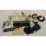 A collection of assorted costume jewellery, to include; ladies stud earrings, beaded necklaces,