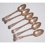 A set of six 19th century silver teaspoons,