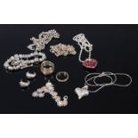 A quantity of modern silver and white metal costume jewellery