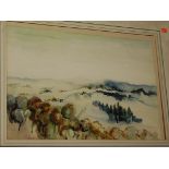 Margaret Devitt - Siennese Landscape, watercolour, signed lower left,