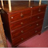 An early 19th century mahogany squarefront chest of two short over three long drawers,