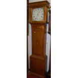 A 19th century oak and mahogany crossbanded longcase clock, having painted square dial,