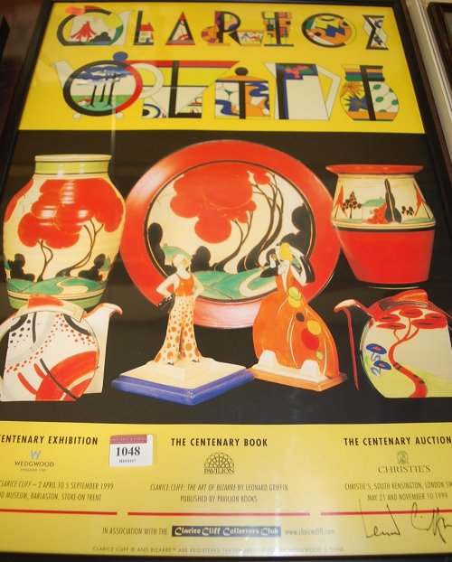 Pair of framed exhibition poster prints for Clarice Cliff