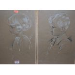 Jud - a pair of pastel portrait studies of children each signed and dated '27,