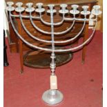 A contemporary galvanised metal table candelabrum of good size,