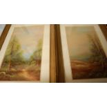 Early 20th century school - Pair; Landscape scenes, oil on card,