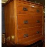 An Edwardian satin walnut chest of three long drawers, w.