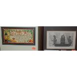 Assorted pictures and prints to include street scene watercolour, Gog and Magog Guildhall,