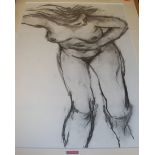 Contemporary school - female nude, charcoal, signed Enzo,