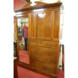 A good quality Edwardian mahogany and satinwood inlaid gentlemans wardrobe,