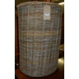 A wicker demi-lune hinged top laundry basket, h.