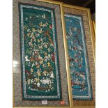A pair of framed and glazed Chinese silk work panels