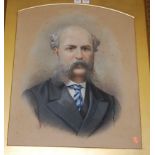 Late 19th century English school - Head & shoulders portrait of a gentleman, pastel,