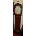 A circa 1800 provincial oak longcase clock, having painted arched dial signed Wright Linton,