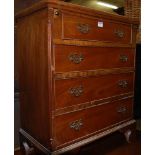 A Georgian style walnut and crossbanded bachelors chest,