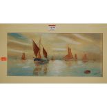 T Ward - Boats on the Calm, watercolour with body colour,