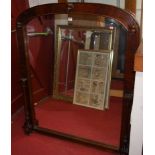 A Victorian mahogany overmantel mirror with later restorations,