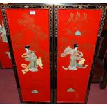 A set of four contemporary Japanese lacquered rectangular wall panels,