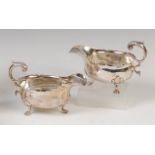 A pair of late Victorian silver sauceboats in the Georgian style,