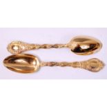 A set of seven Odiot French vermeil (silver-gilt) tablespoons in the Demidoff pattern, 28.