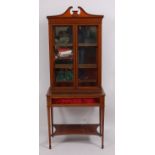 A Sheraton Revival mahogany and satinwood crossbanded bijouterie cabinet,